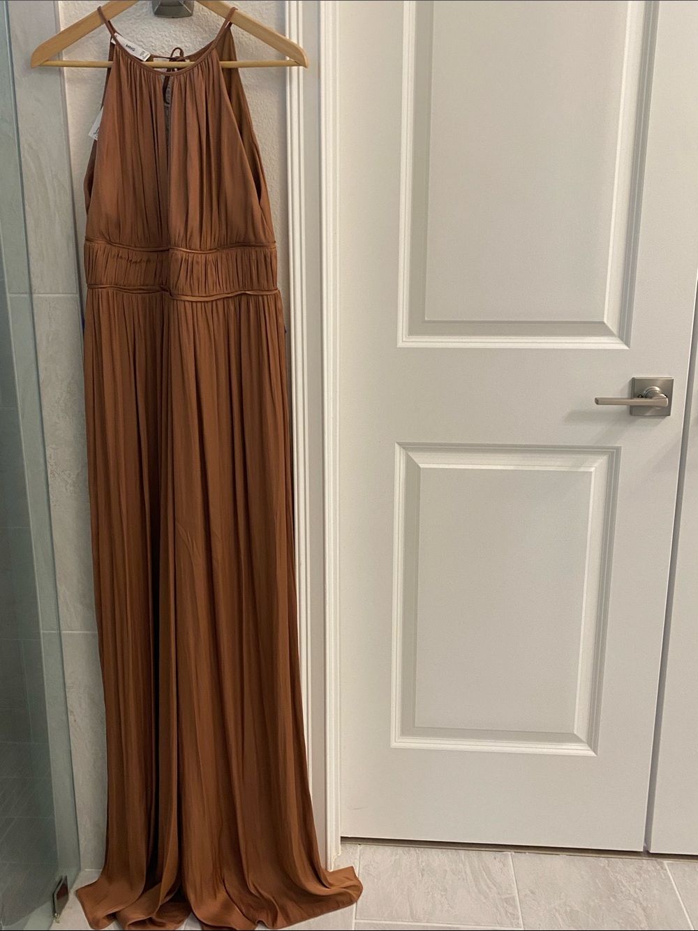 Mango Brown Halter Maxi Dress